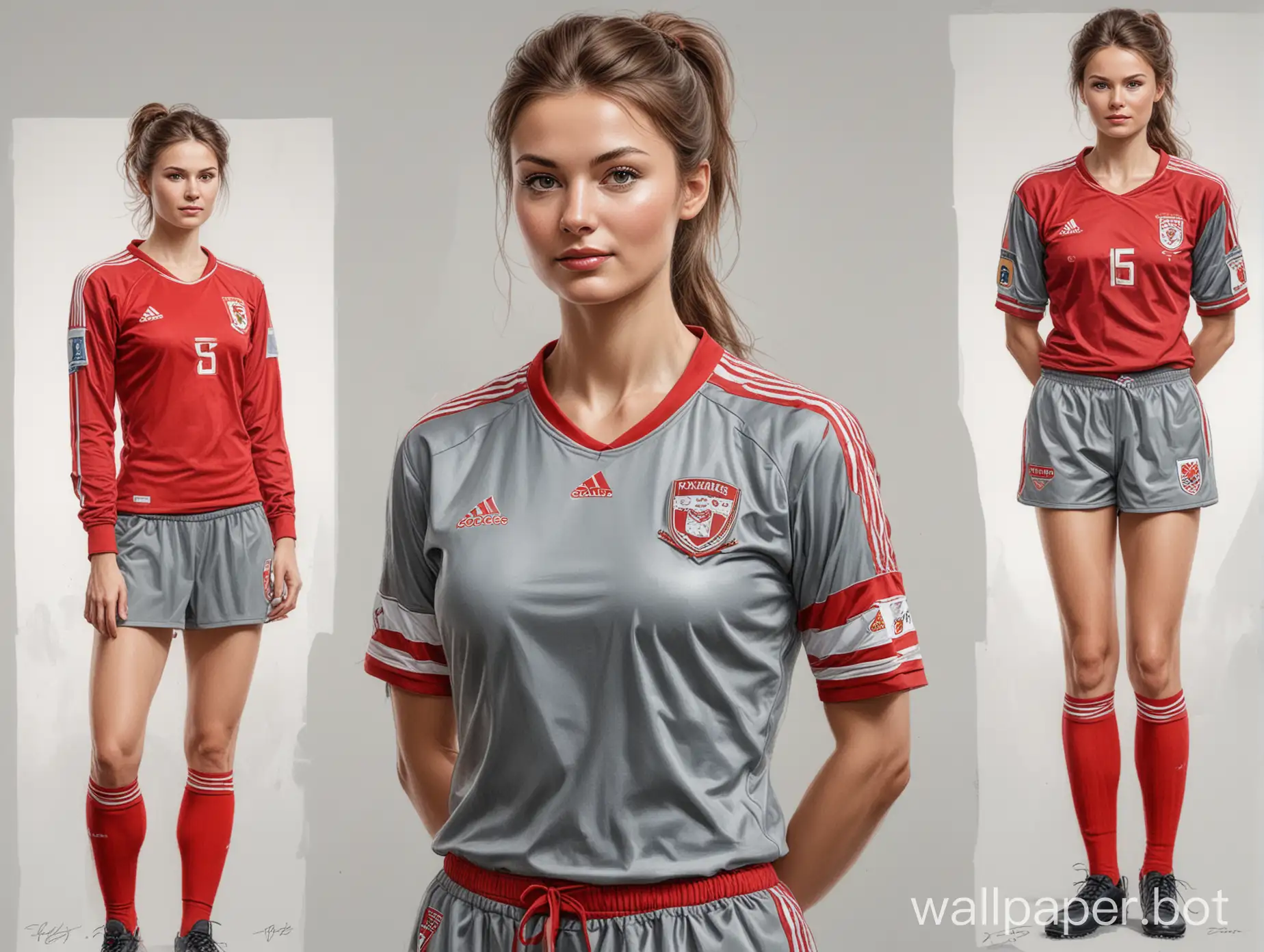 Portrait-of-Dina-Sokolova-25-in-GrayRed-Soccer-Uniform-on-White-Background