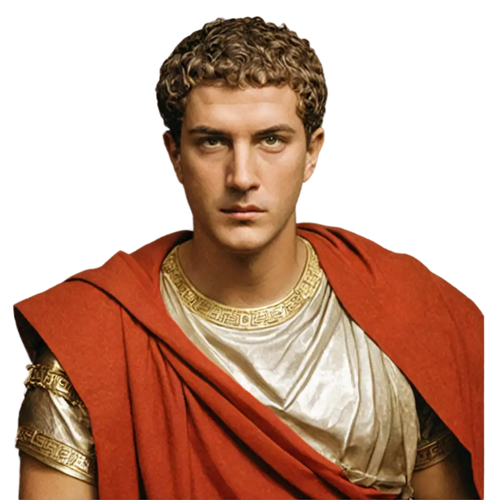 emperador romano tiberio con una toga roja