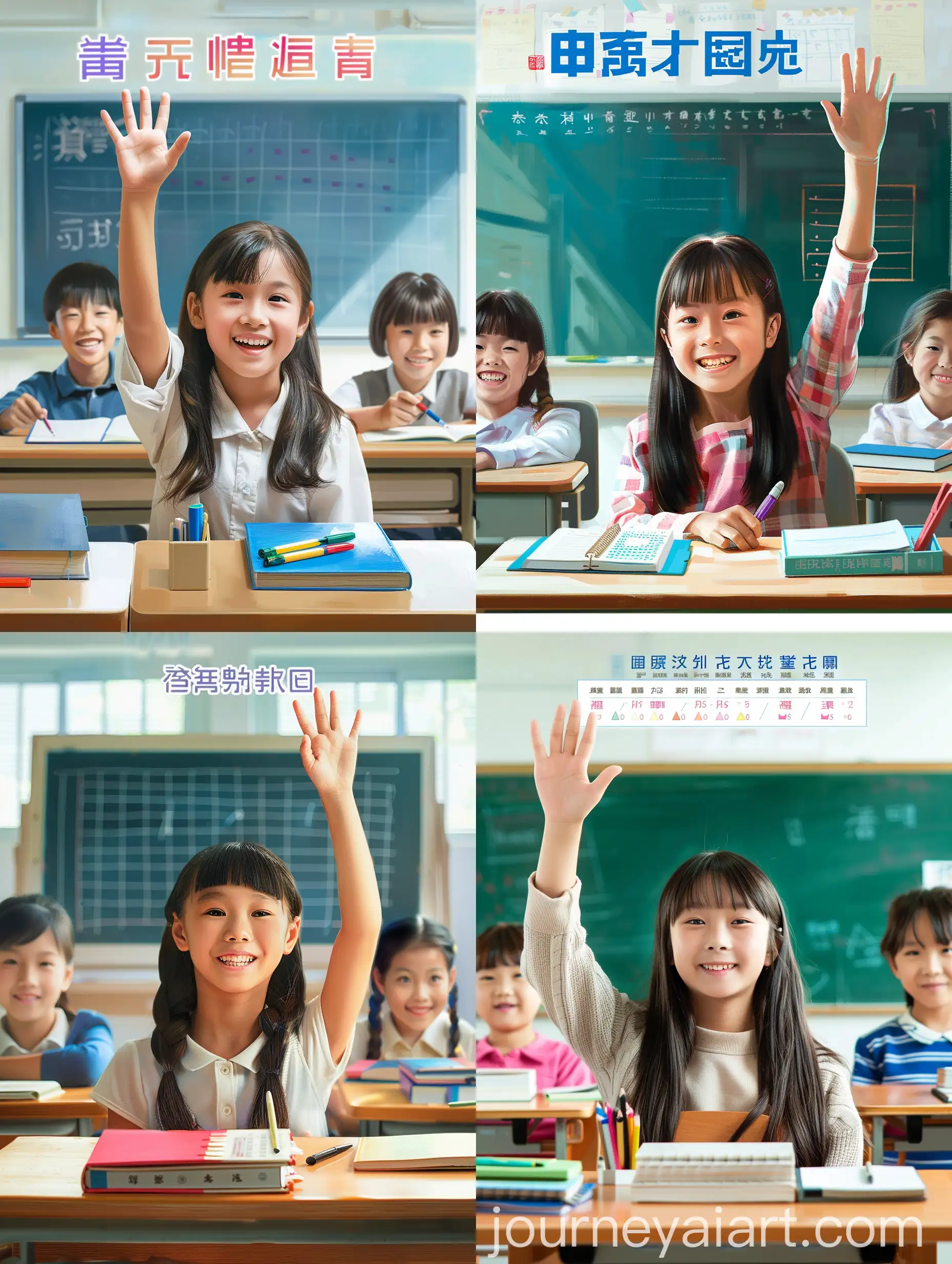 Asian-Girl-Raising-Hand-in-Bright-Classroom-with-Classmates
