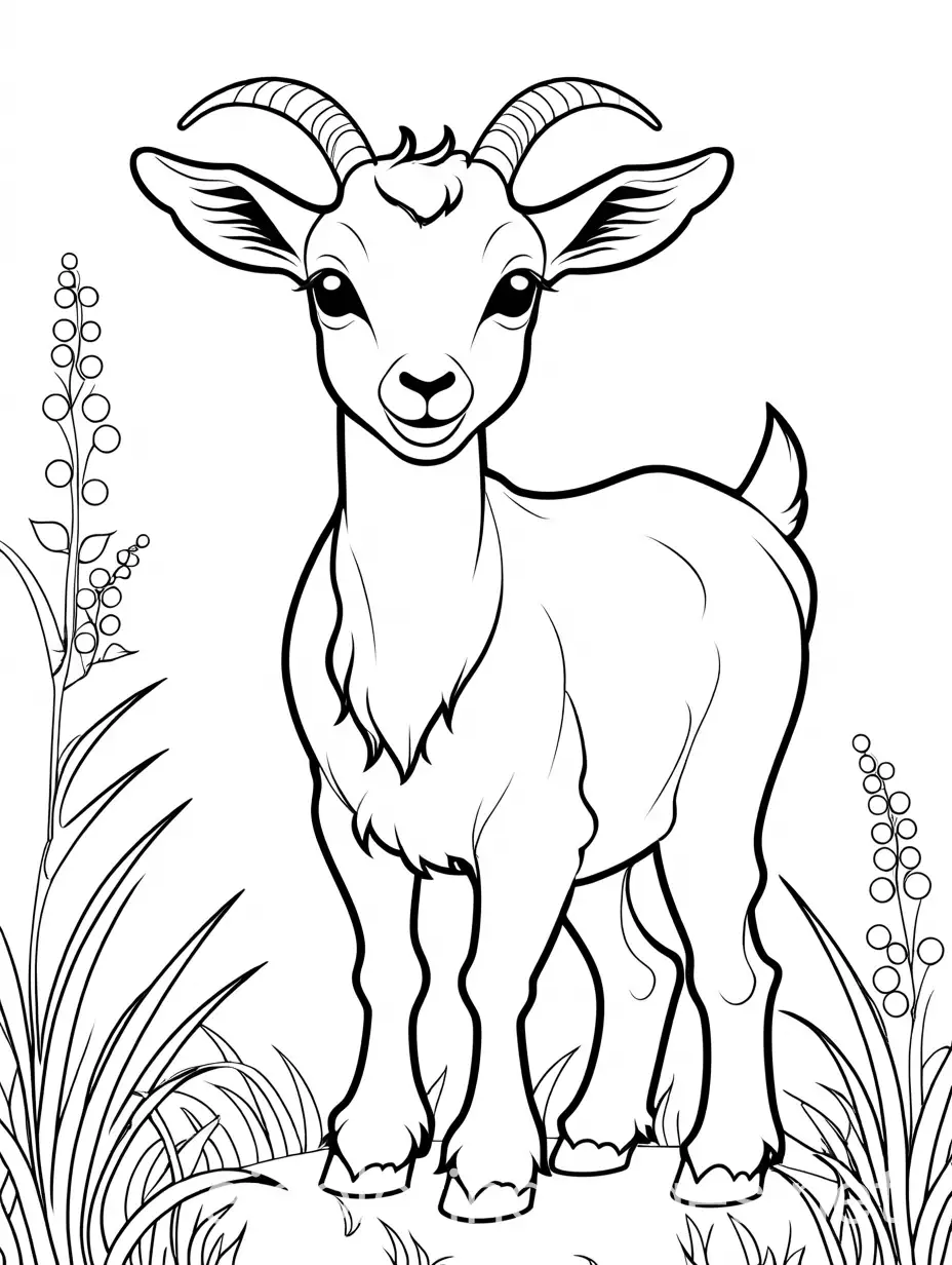 Adorable-Baby-Goat-Coloring-Page-Simple-Line-Art-on-White-Background