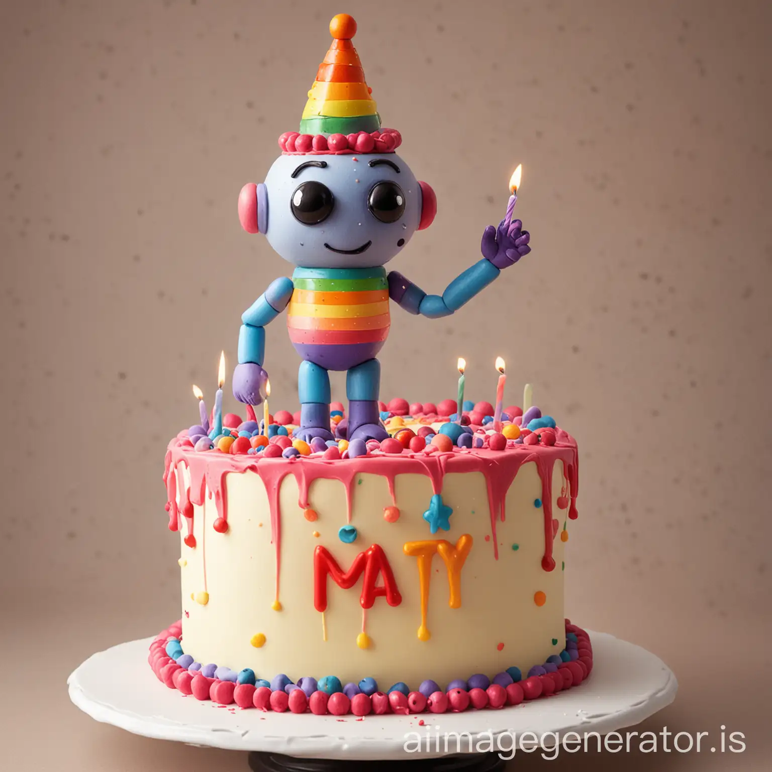 Anthropomorphic Gay ai birthday cake cartoonish