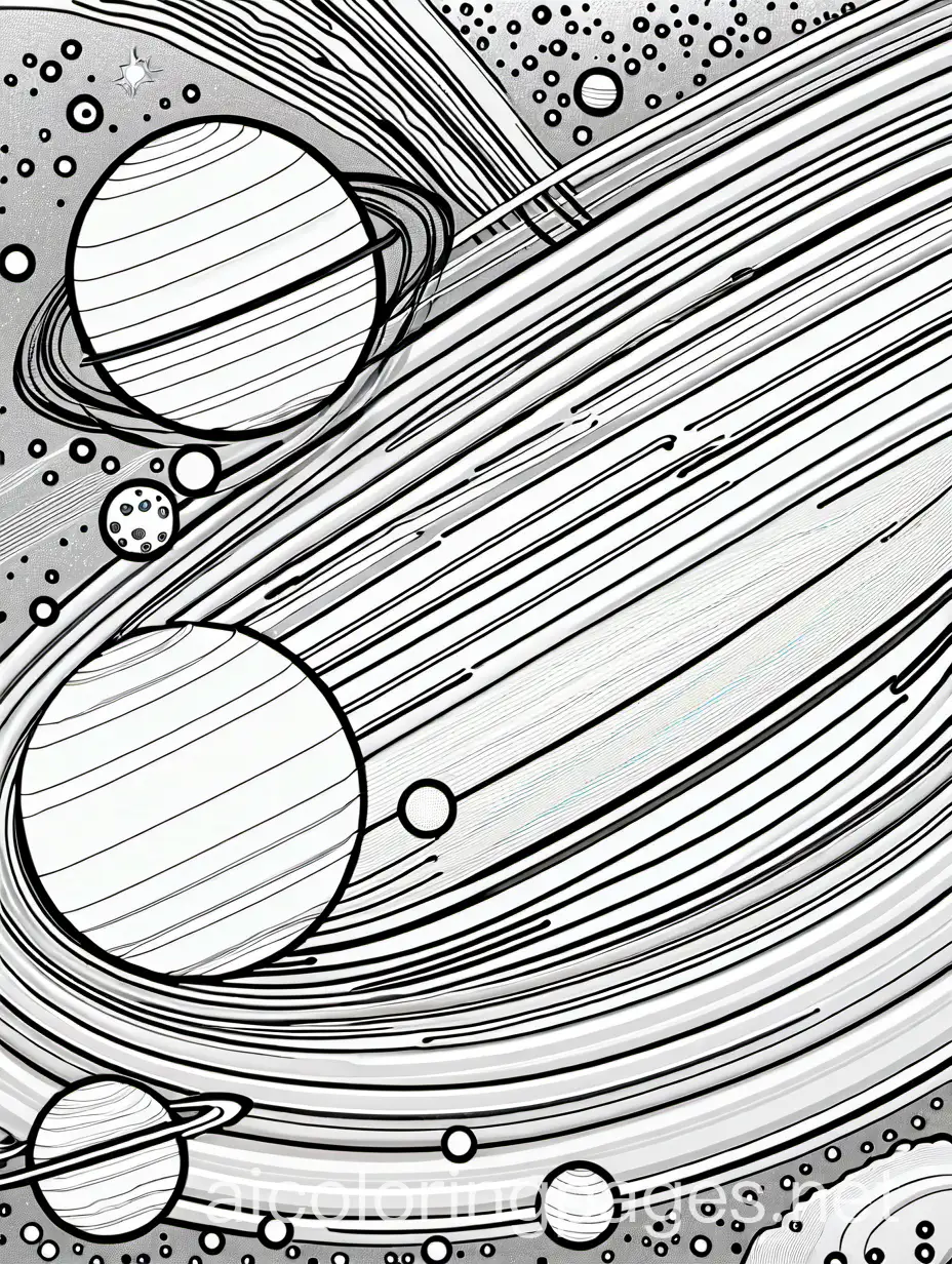 planets, Coloring Page, black and white, line art, white background, Simplicity, Ample White Space