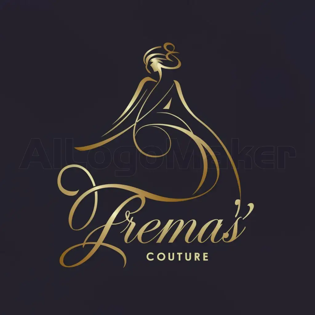 LOGO-Design-for-FREMAS-COUTURE-Complex-Design-Featuring-a-Woman-Symbol-on-Clear-Background