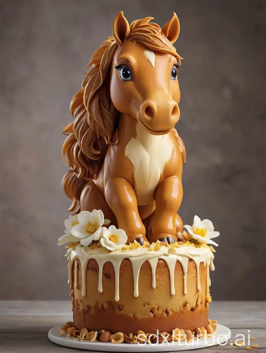 Elegant-Honey-Cake-Horse-Galloping-in-Whimsical-Wonderland