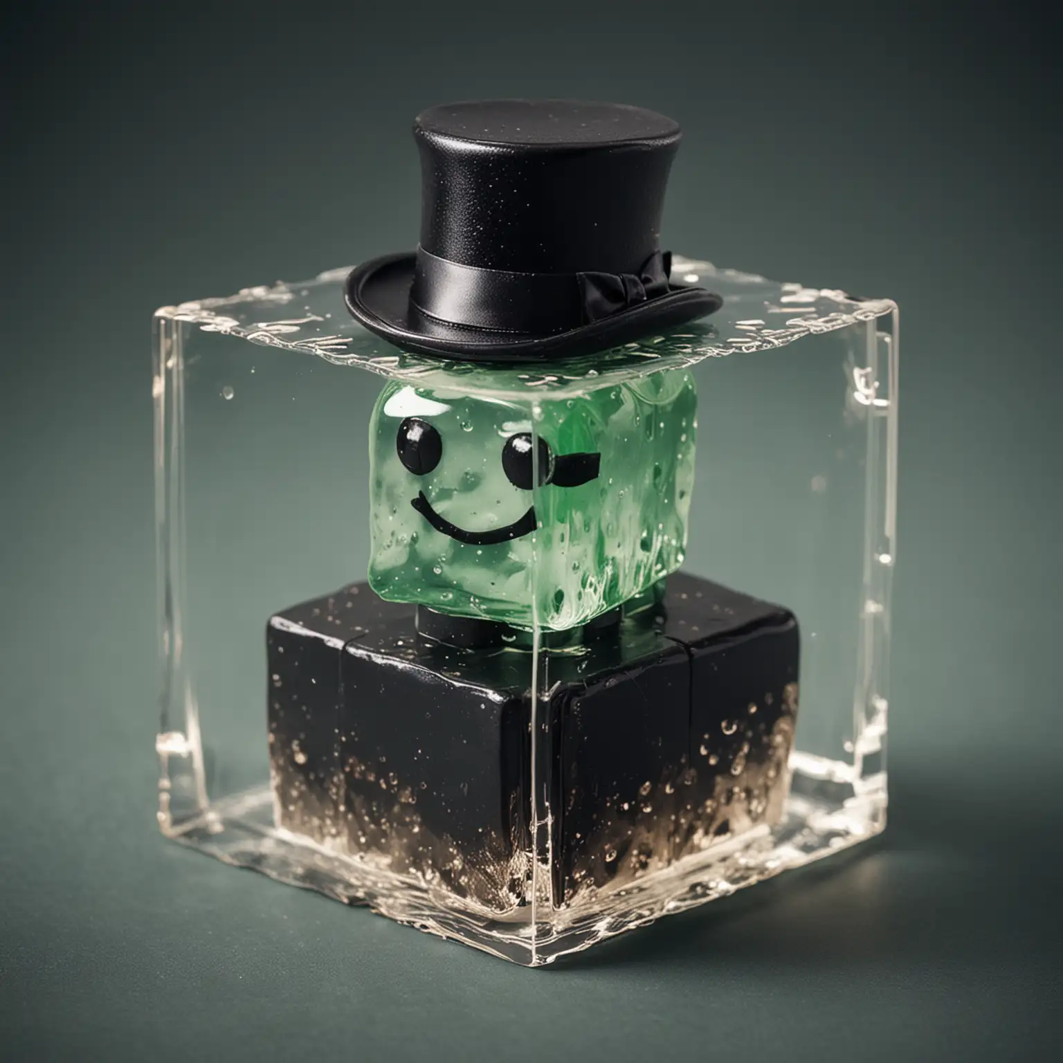 Colorful Gelatinous Mini Cube with a Top Hat