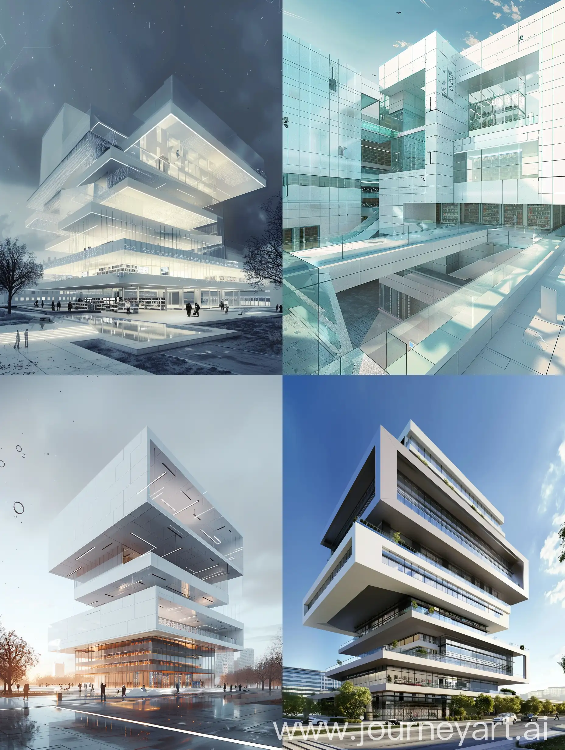 HighTech-FiveStory-Library-Building-in-Square-Academic-Cap-Design
