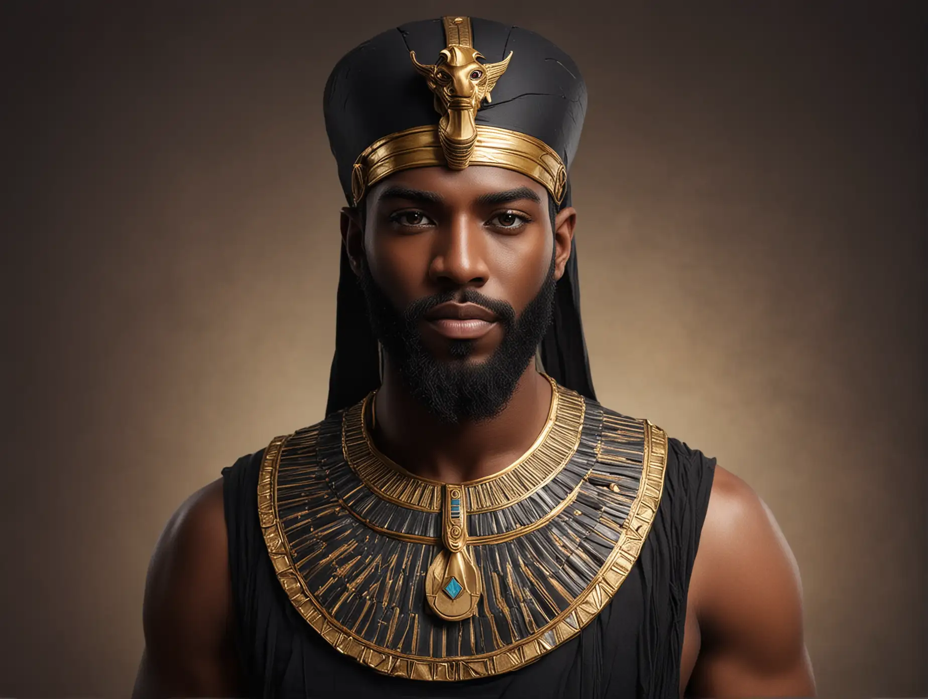 Black Handsome Egyptian Pharaoh with a Beard