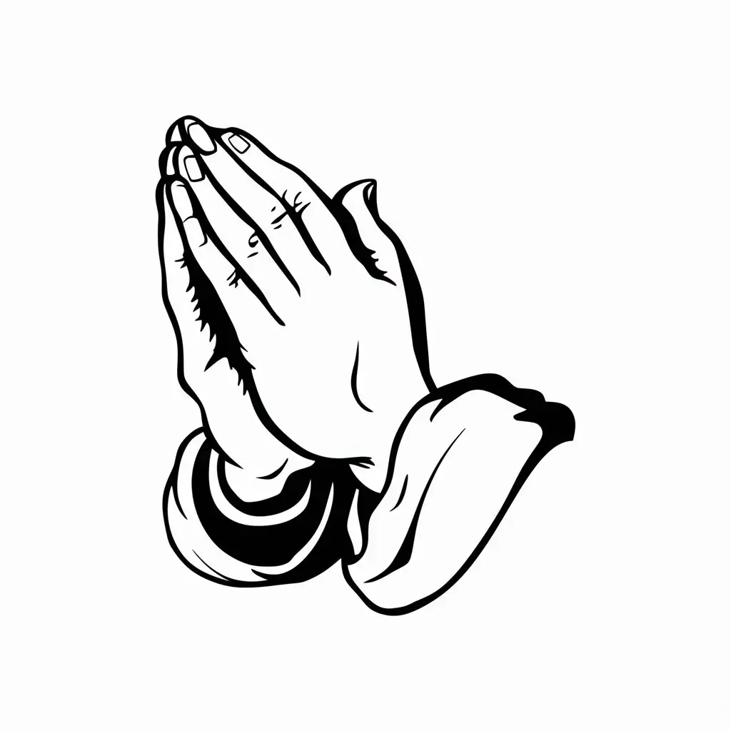 Praying hands vector. No background, clean lines