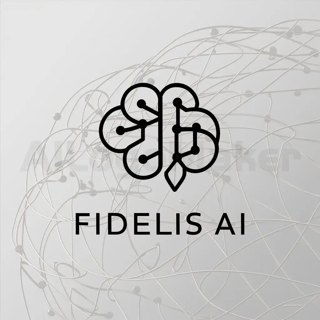 a logo design,with the text "Fidelis AI", main symbol:Brain, network, artificial intelligence,complex,be used in Technology industry,clear background