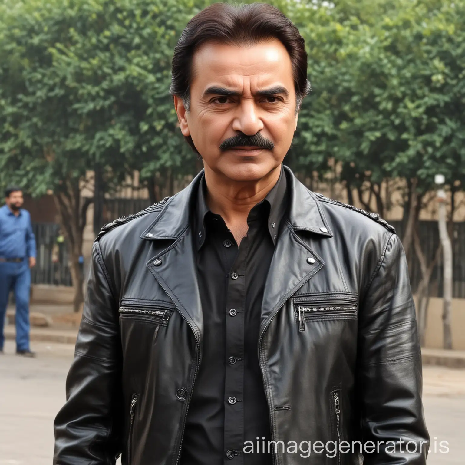 Sardar-Ayaz-Sadiq-Stylish-Leather-Jacket-Portrait