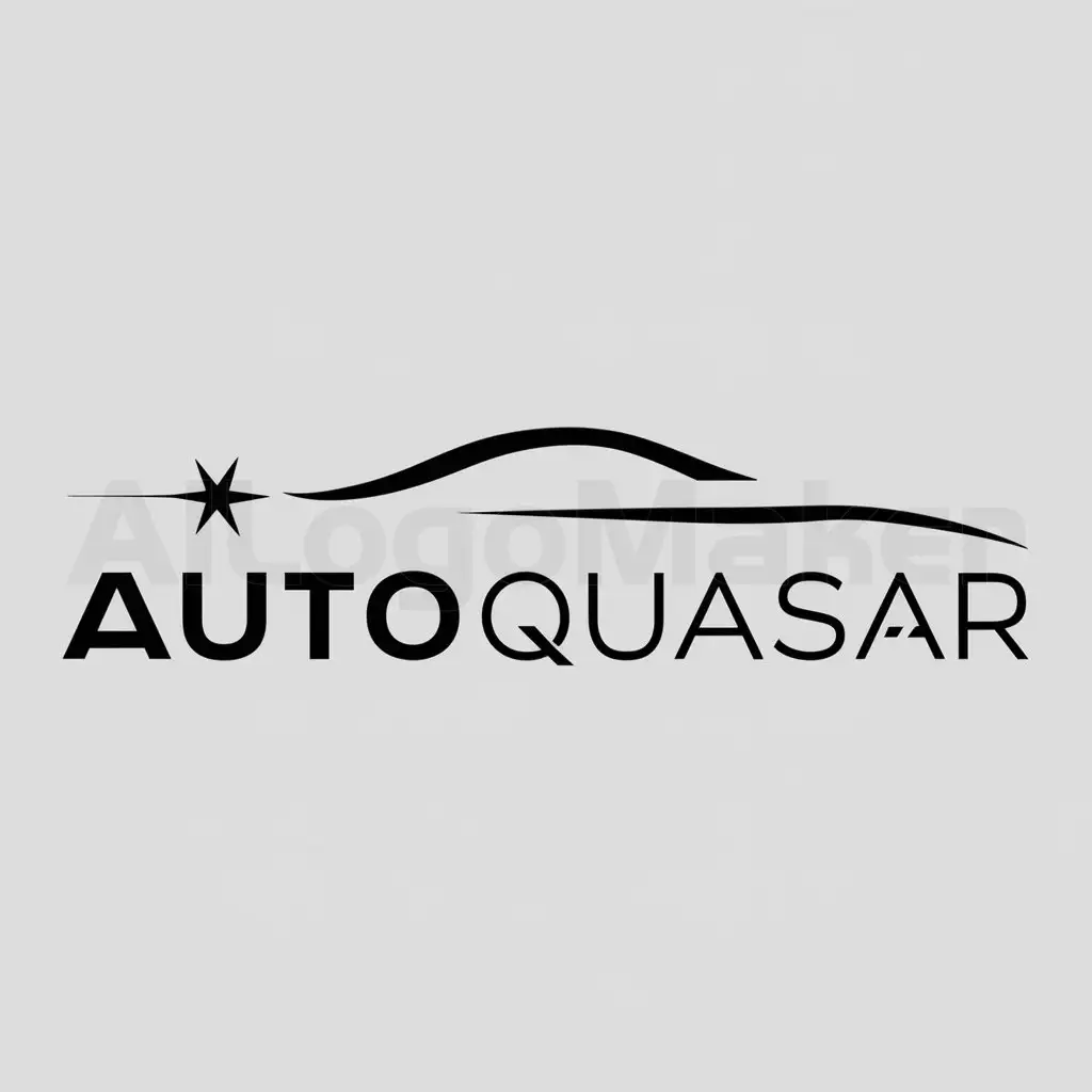 a logo design,with the text "AutoQuasar", main symbol:["auto","car","Quasar","AutoQuasar","market","shop","marketplace"],Minimalistic,be used in Automotive industry,clear background