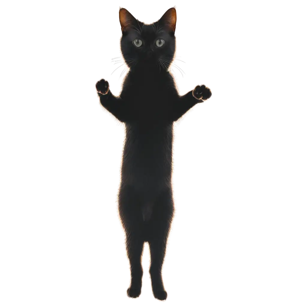 Stunning-PNG-Image-Graceful-Cat-Silhouette-with-Front-Legs-Raised-Skyward