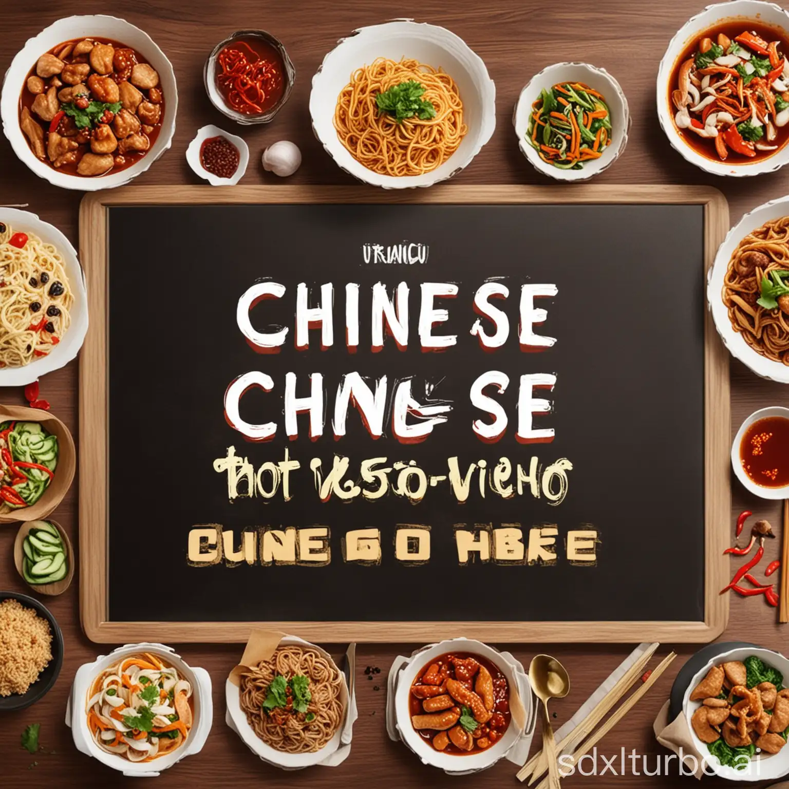 绘制一张中国美食的图片作为视频封面