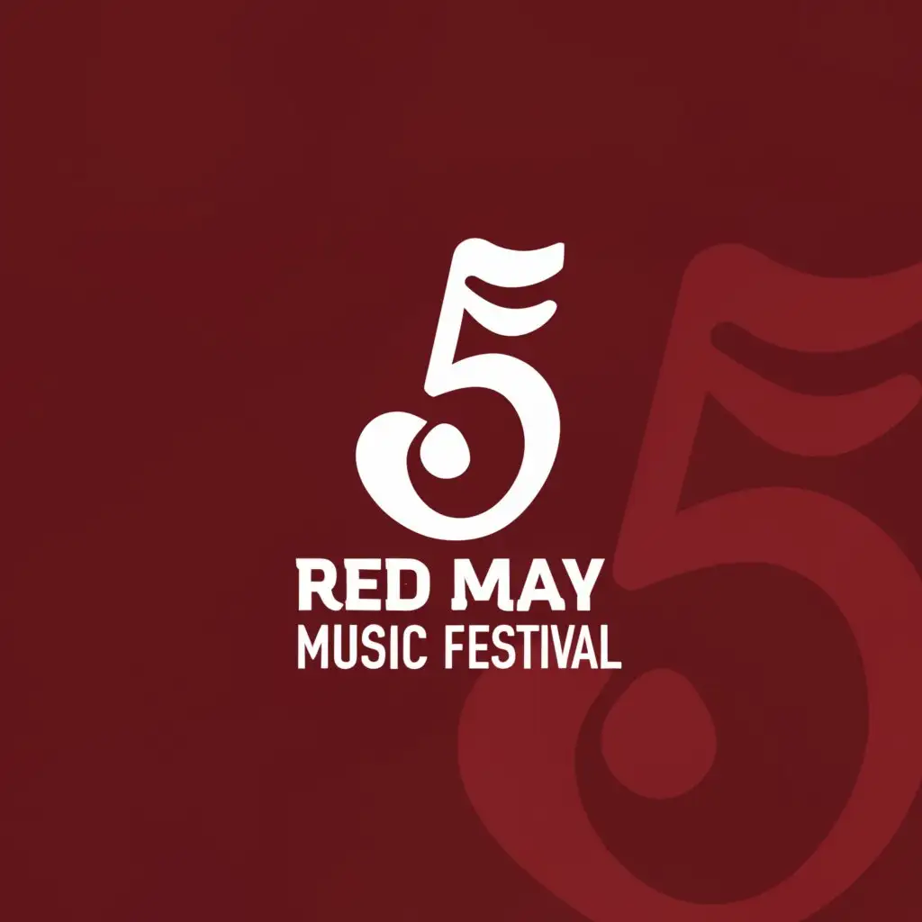 a logo design,with the text "Red May Music Festival", main symbol:Treble clef, Arabic numeral 5,complex,be used in Entertainment industry,clear background