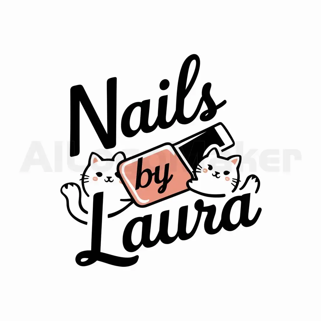 LOGO-Design-For-Nails-by-Laura-Nail-Polish-with-Two-Cats-on-Clear-Background