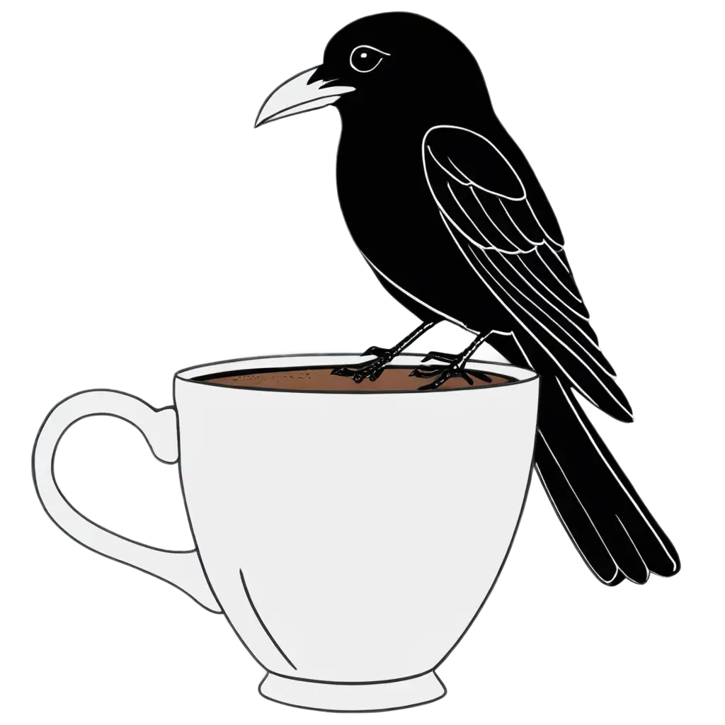 Cartoon-Raven-Drinking-Coffee-PNG-Quirky-and-Engaging-Illustration