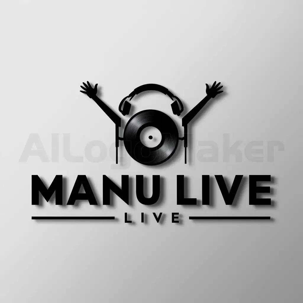 a logo design,with the text "Manu live", main symbol:DJ,Moderate,clear background
