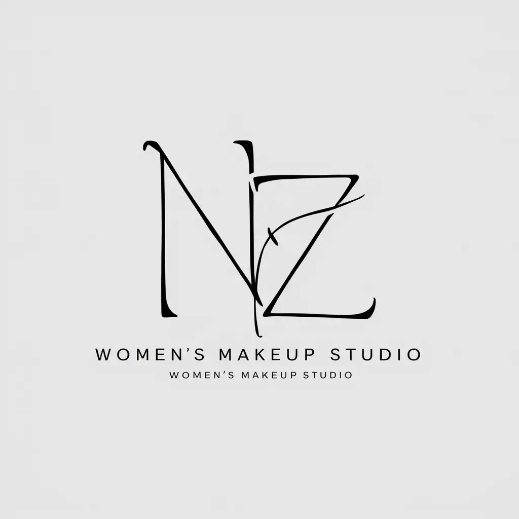 a logo design,with the text "NZ", main symbol:Logo, minimalism, handwritten font, connect N and Z, logo of a women's makeup studio,complex,be used in Beauty Spa industry,clear background