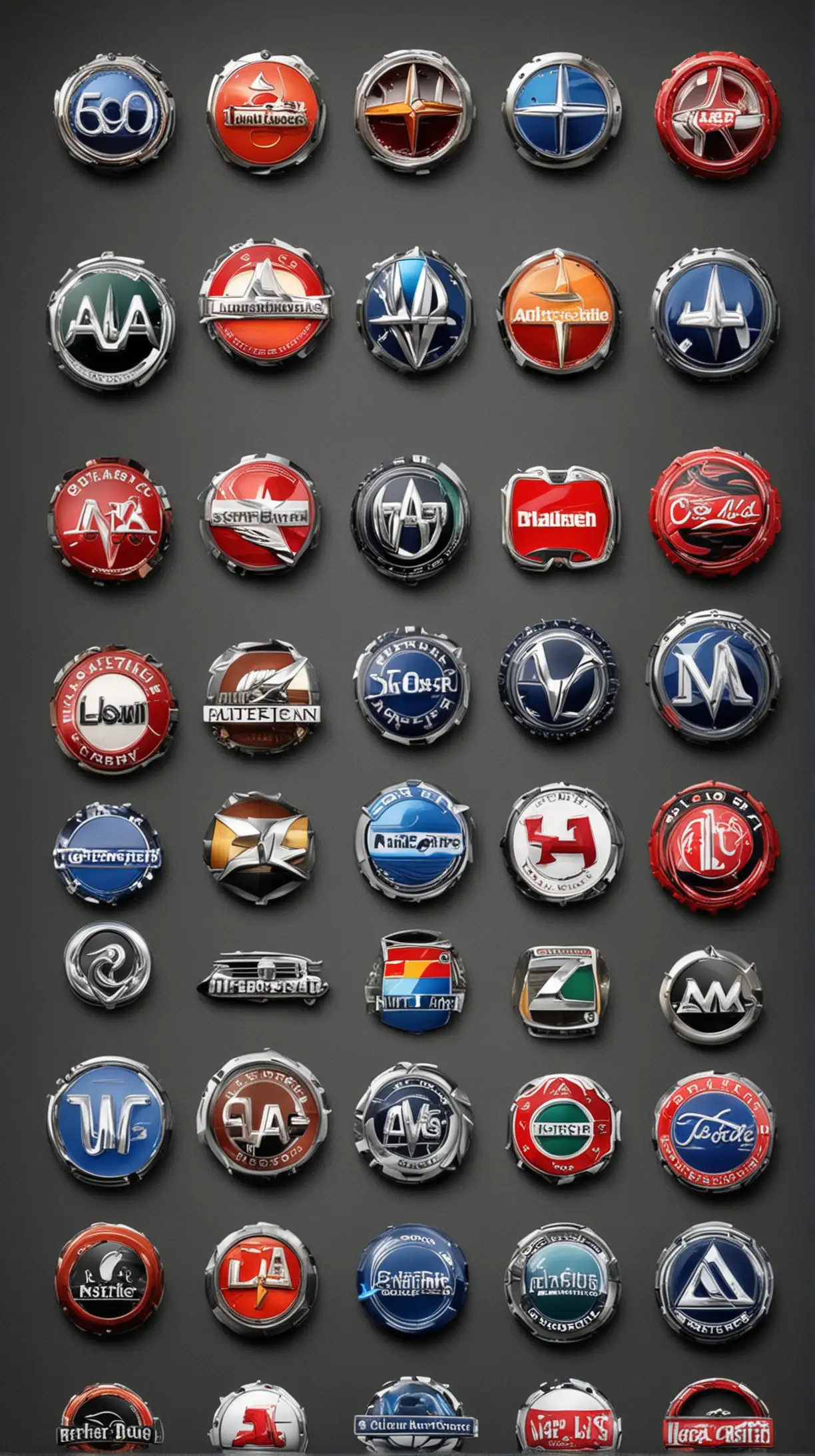 Logotypes of Major Automobile Brands Displayed Together