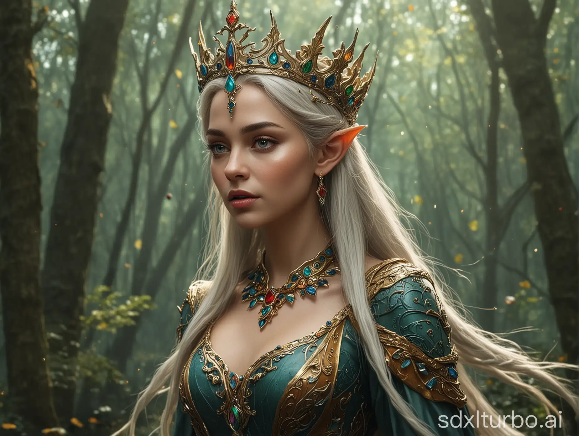 Majestic-Queen-of-Elves-Amidst-Enchanted-Forest