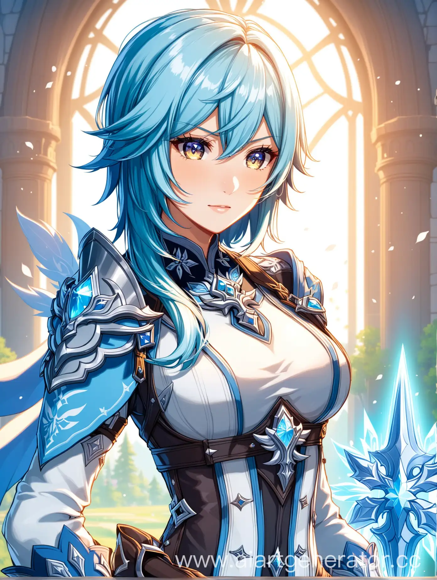 Eula from Genshin Impact in Regal Knight Armor | AI Art Generator