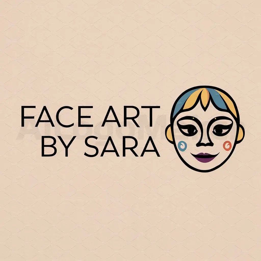 a logo design,with the text "Face Art by Sara", main symbol:Face painting,Moderate,be used in Kids industry,clear background