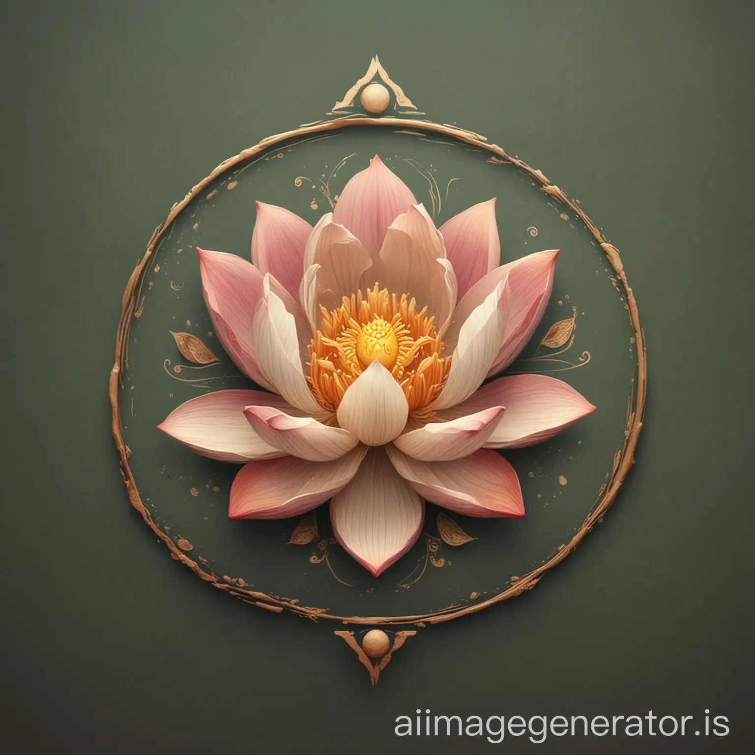 Create a visually appealing and realistic logo for a 7-day meditation course. The logo should combine the elements of a beautiful lotus flower with 7 petals and a rising sun to symbolize new beginnings and tranquility. The design should be painterly, with a detailed and artistic look.

**Elements to Include**:
1. **Lotus Flower**:
   - A stylized lotus flower with seven petals, each representing one day of the meditation course.
   - Use soft and calming colors like shades of pink, lavender, and light blue for the petals.
   - Include detailed textures and gradients to give the petals a realistic, painted appearance.
   - The center of the lotus flower should be a warm golden yellow, symbolizing enlightenment.

2. **Rising Sun**:
   - Position the sun rising behind the lotus flower.
   - Use warm hues of orange, yellow, and soft pinks for the sun and its rays.
   - Add a gradient effect to the sun to give it a glowing, radiant look.

3. **Background**:
   - A serene, light-colored background (e.g., light blue or white) to evoke a sense of calm and peace.
   - Subtle gradient or watercolor texture to enhance the painterly effect.



**Style**:
- Painterly, artistic, and realistic.
- Soft gradients and detailed textures to create a hand-painted look.

**Additional Notes**:
- Ensure that the overall design conveys tranquility, serenity, and new beginnings.
- Maintain a balance between the detailed elements and simplicity to avoid a cluttered look.
