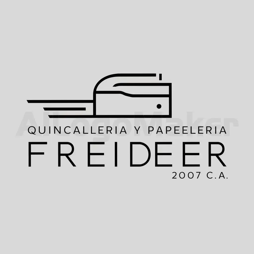 a logo design,with the text "QUINCALLERIA Y PAPELERIA FREIDER 2007 C.A.", main symbol:FOTOCOPIADORA,Minimalistic,clear background