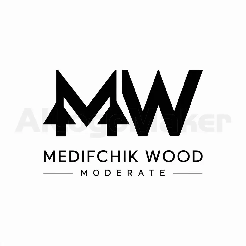 a logo design,with the text "Medifchik wood", main symbol:MW,Moderate,be used in Technology industry,clear background
