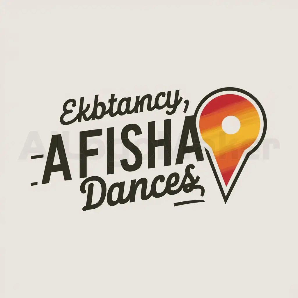 a logo design,with the text "ekbtancy, afisha dances", main symbol:mark on the map,Moderate,clear background