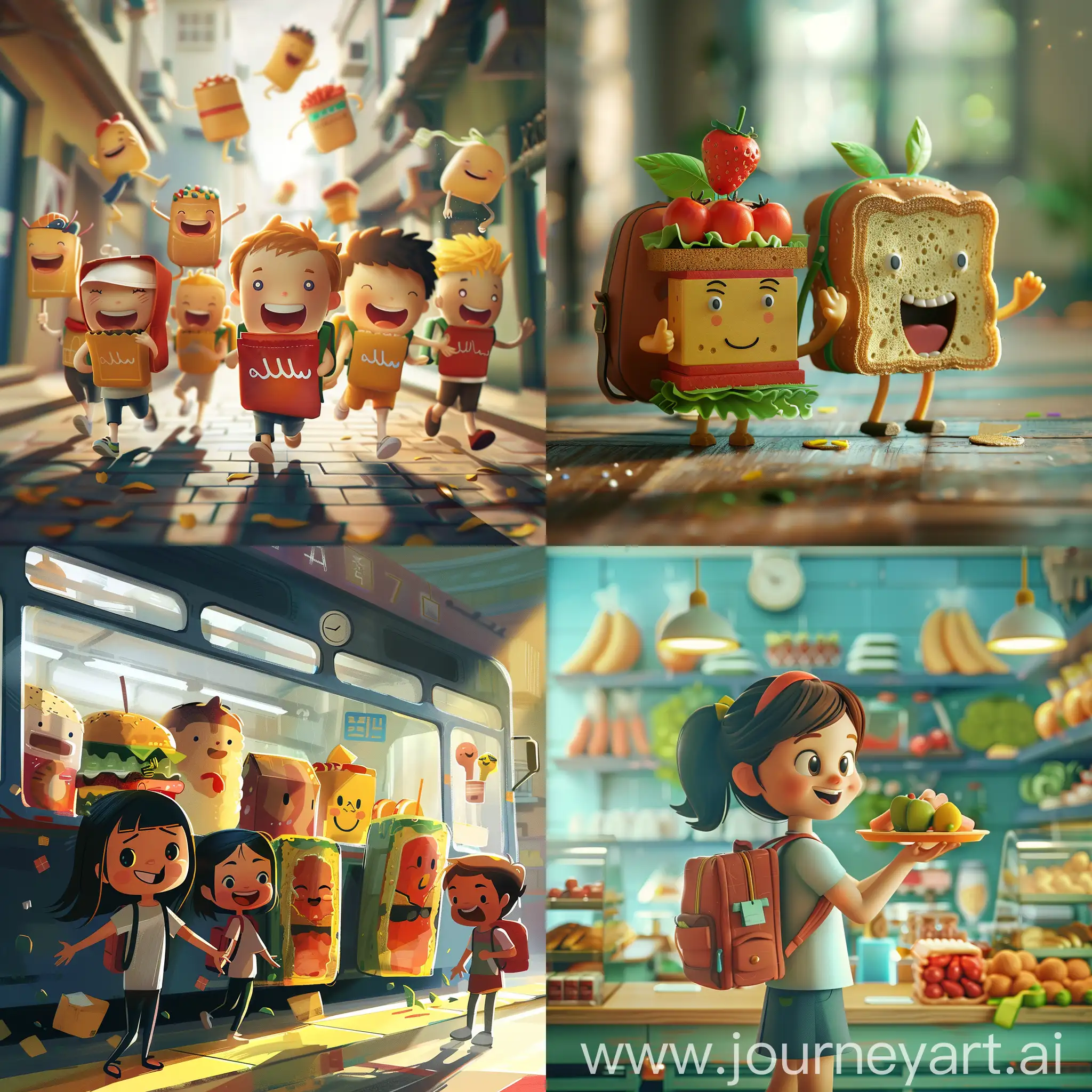 Animated-Food-Products-as-School-Students-with-Backpacks