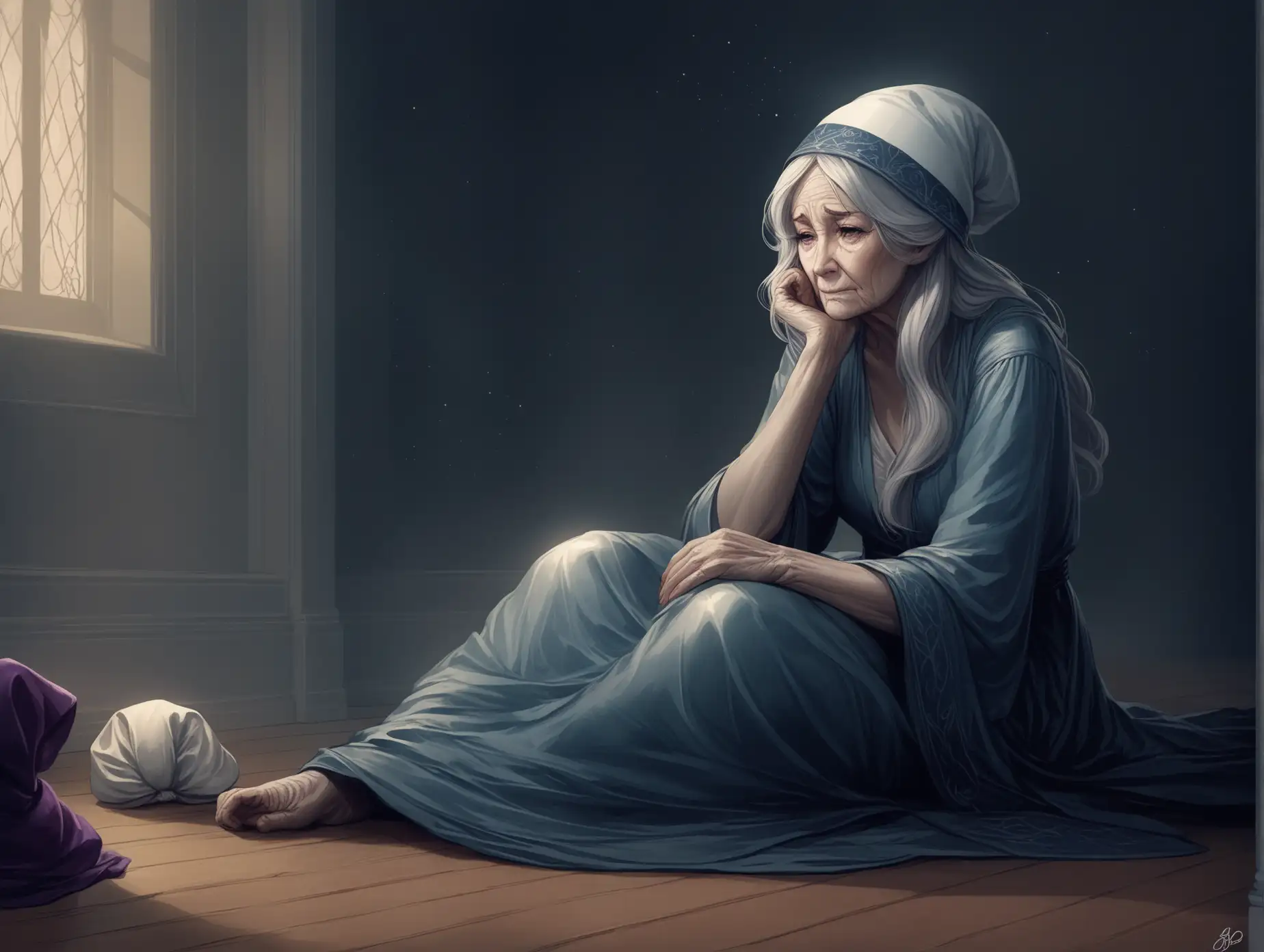 Frail-Elderly-Woman-Rests-with-Nightcap-in-Fantastical-Scene-by-Charlie-Bowater