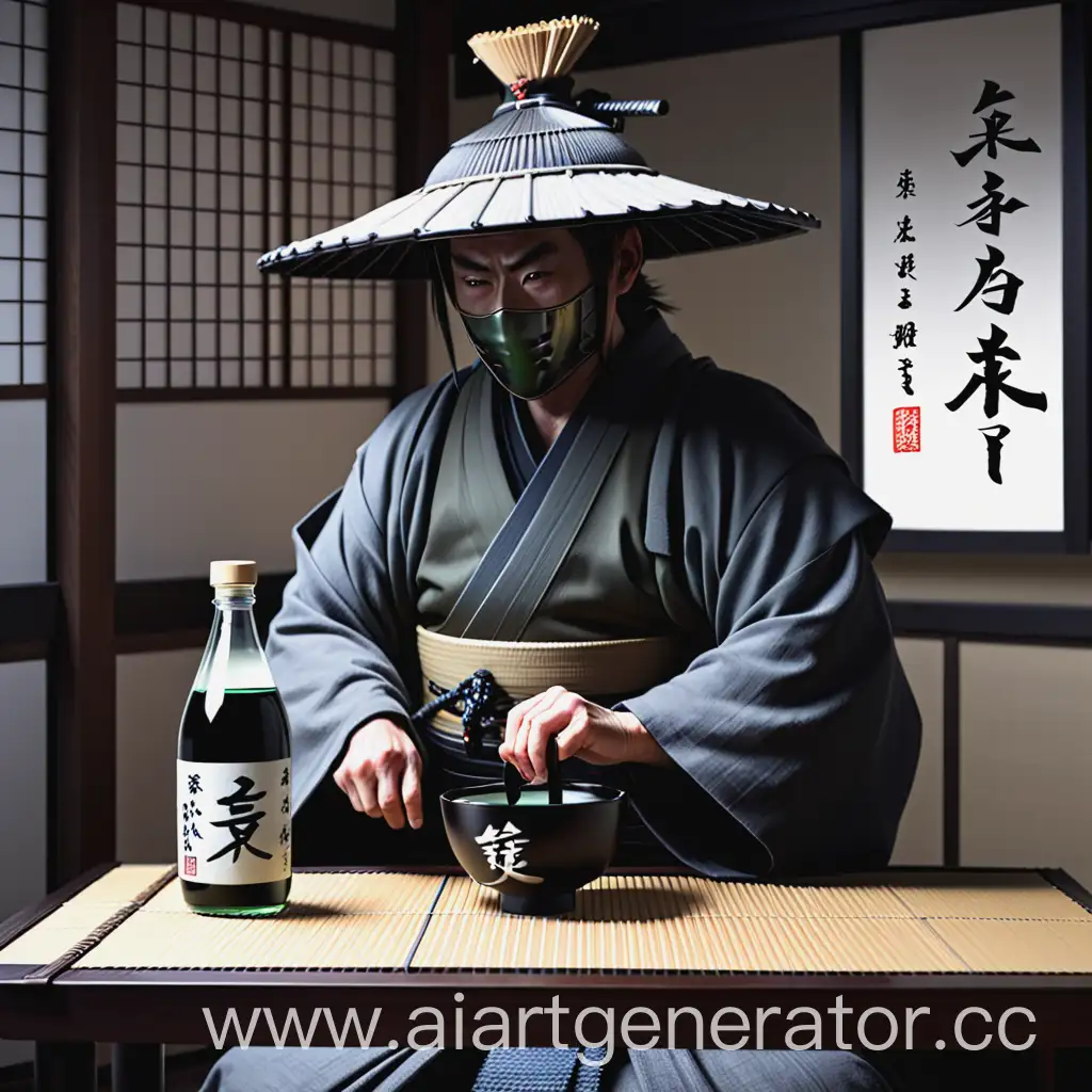 Solitary-Ronin-Enjoying-Sake-at-Dusk