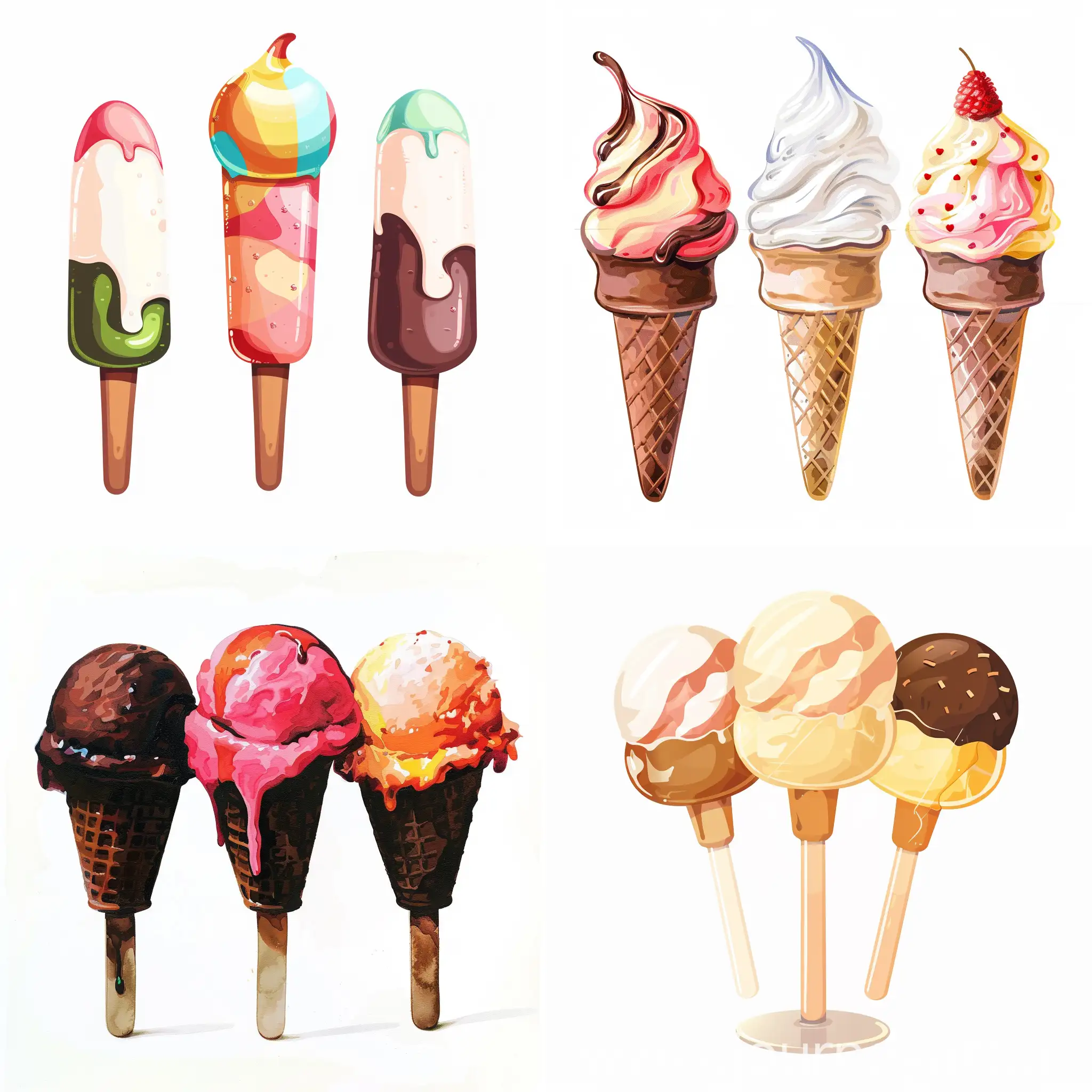 Ice cream, pictogram art, white background