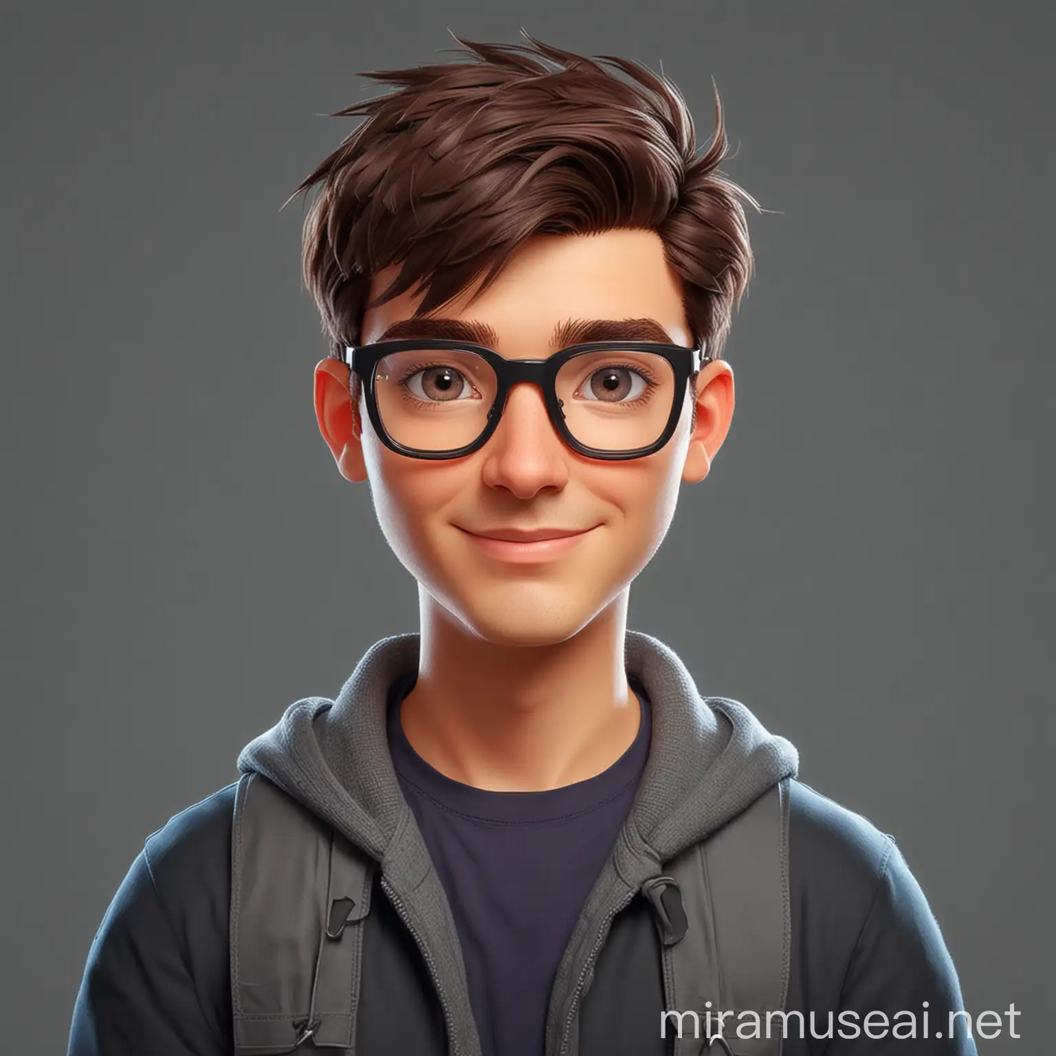 Cartoon Student Programmer Avatar with Glasses