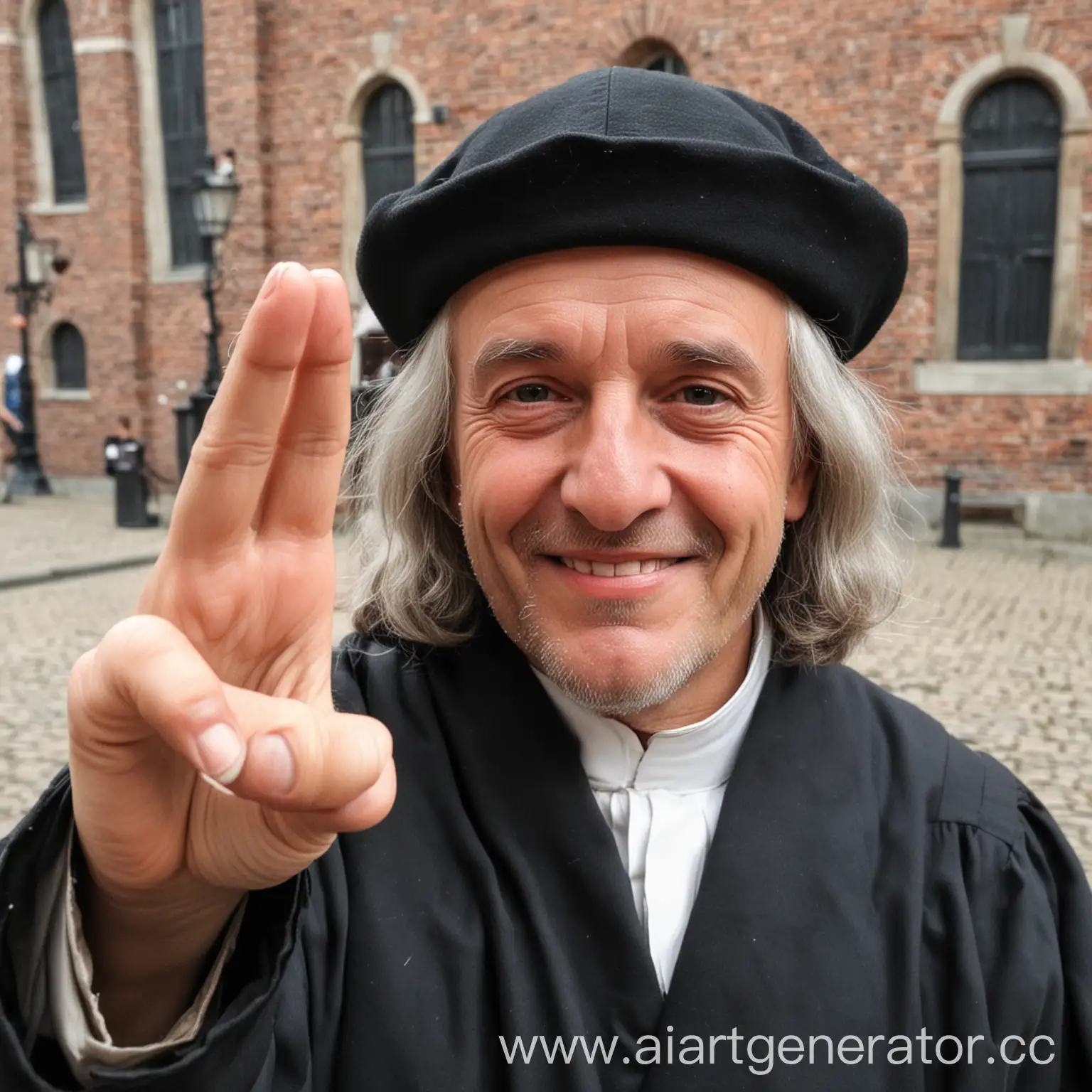 Erasmus-of-Rotterdam-Selfie-Gesturing-Okay