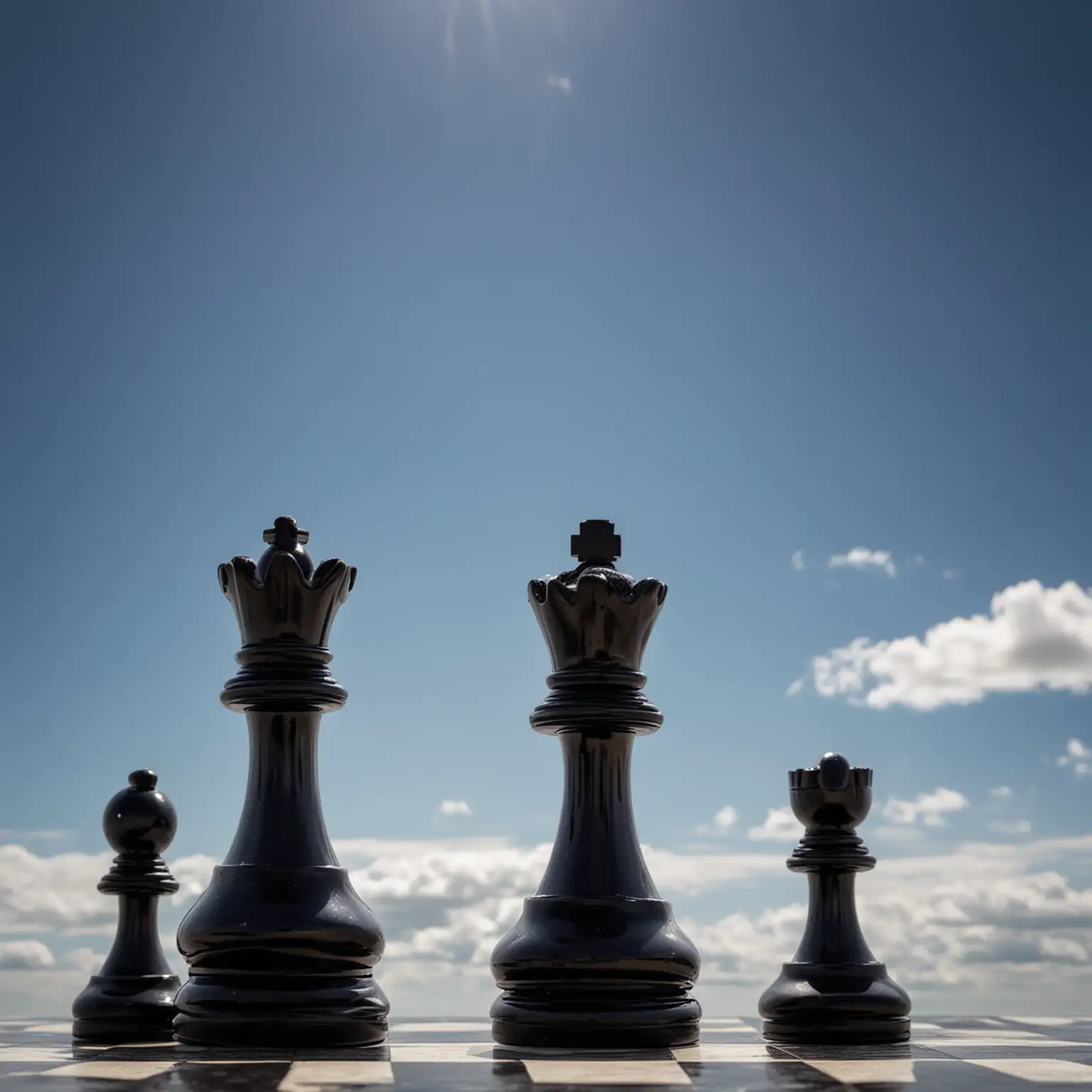 black chess pawn with a blue cloudy sky background