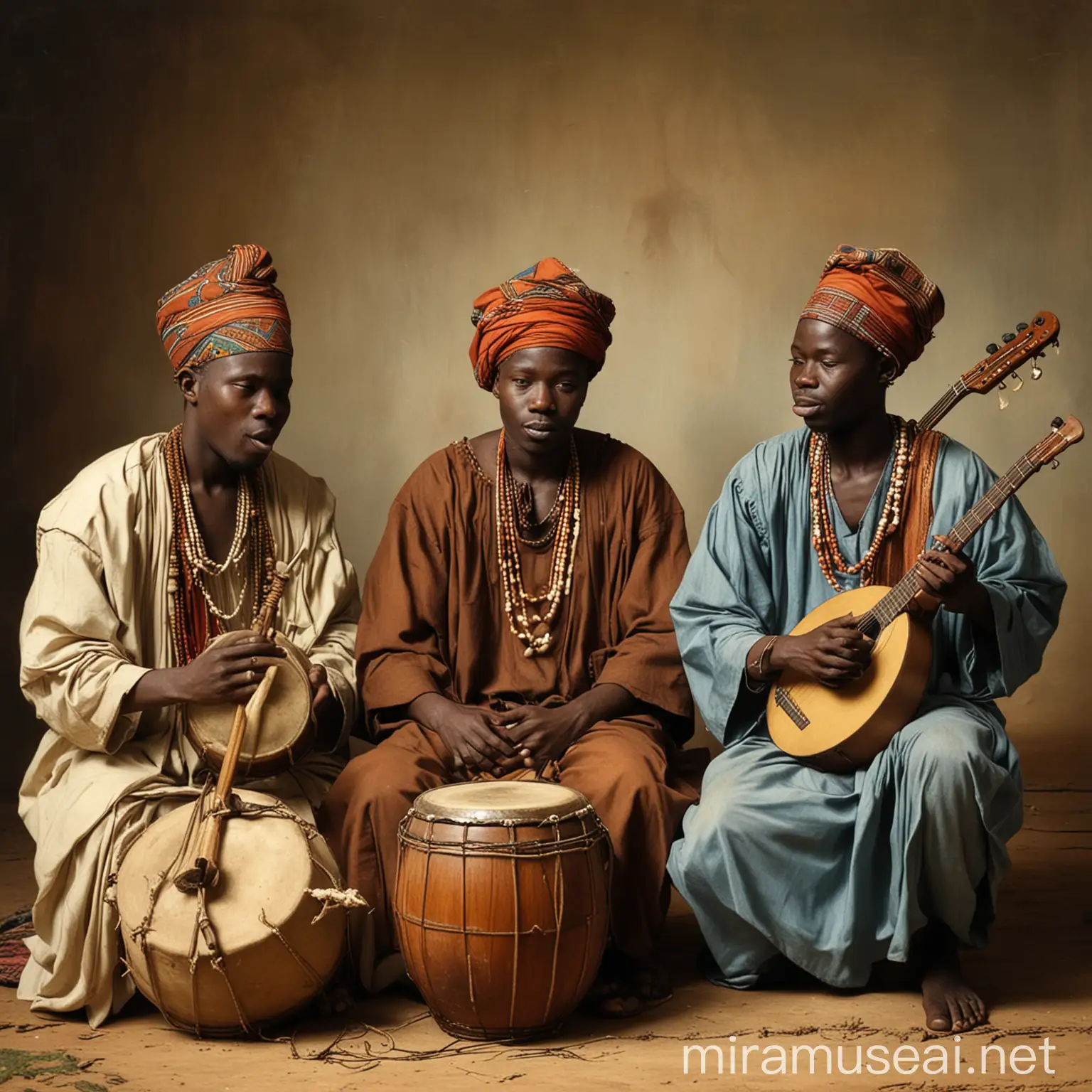 African Musicians Performing Traditional Music with Instruments