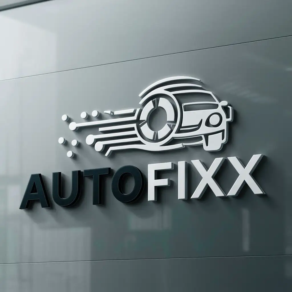 a logo design,with the text "autofixx", main symbol:auto parts cars, system pos,Moderate,clear background