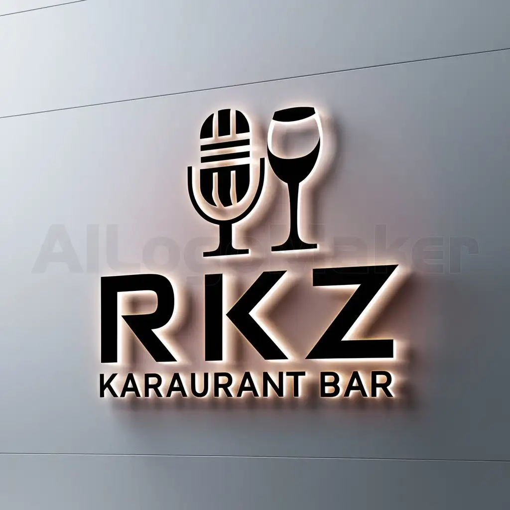 a logo design,with the text "RKZ", main symbol:KaraOke & Resto Bar,Moderate,clear background