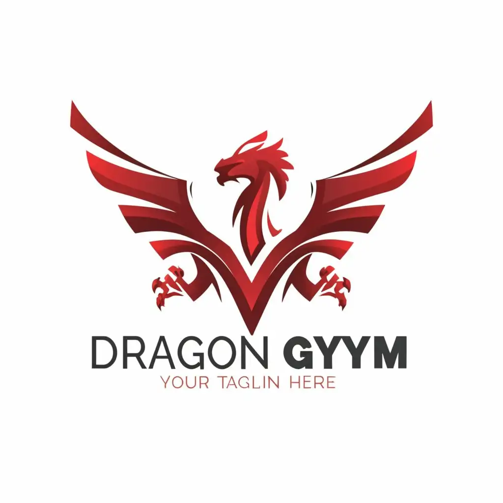 LOGO-Design-for-Dragon-Gym-Fiery-Red-Dragon-Symbolizes-Strength-and-Power