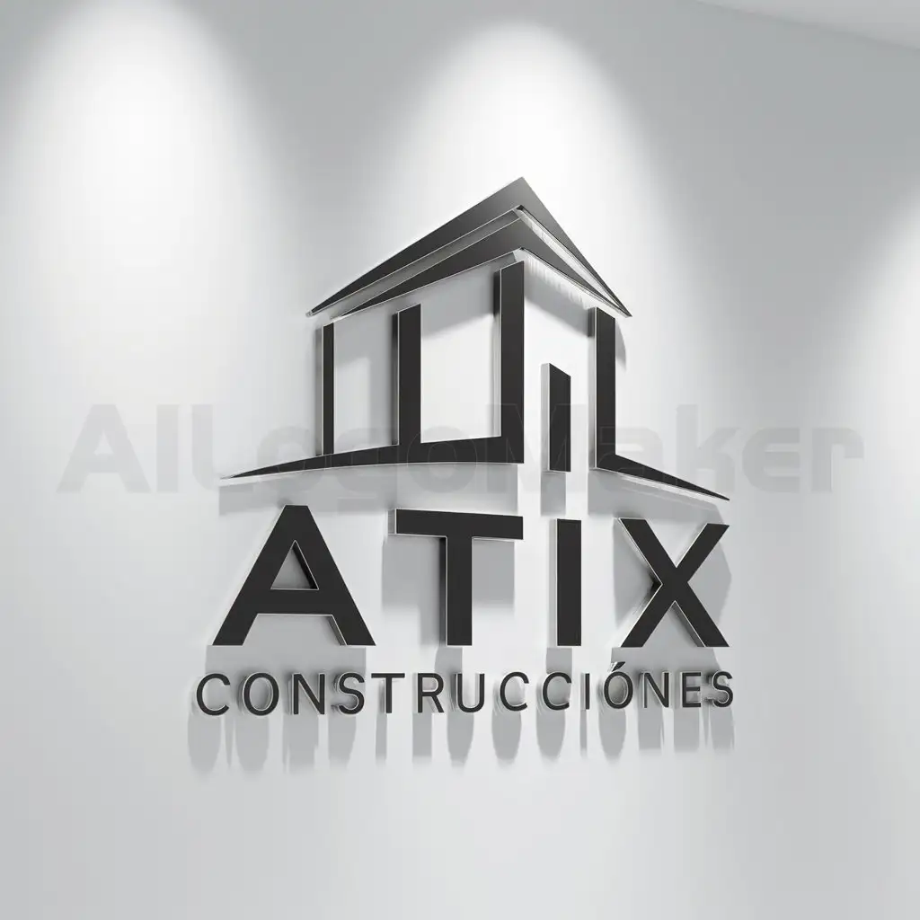 a logo design,with the text "Atix construcciones", main symbol:Edificio,Moderate,be used in Construction industry,clear background
