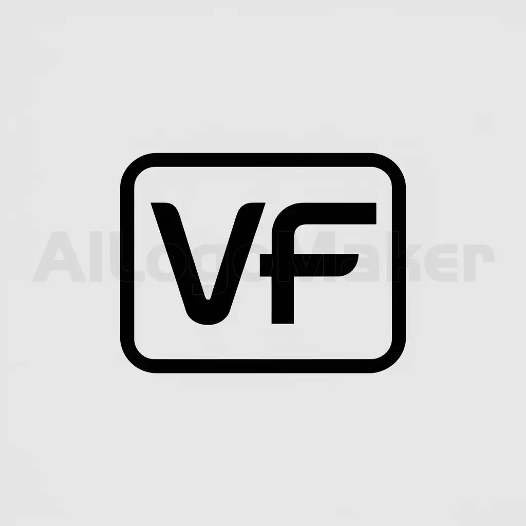 a logo design,with the text "VF", main symbol:Letters VF in a black rectangle with rounded corners of size 50px by 57px,Minimalistic,clear background