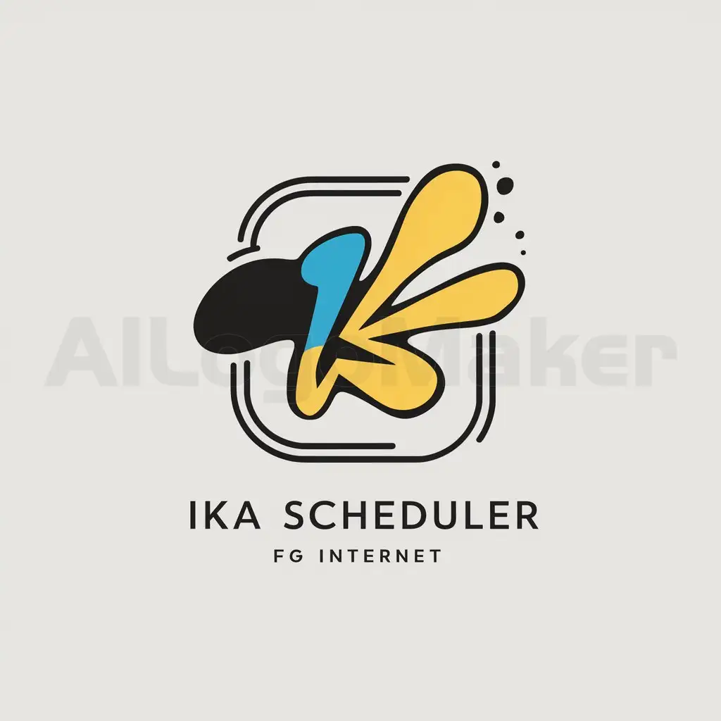 a logo design,with the text "ika scheduler", main symbol:Ink, ika, splatoon, blue, yellow ,Minimalistic,be used in Internet industry,clear background