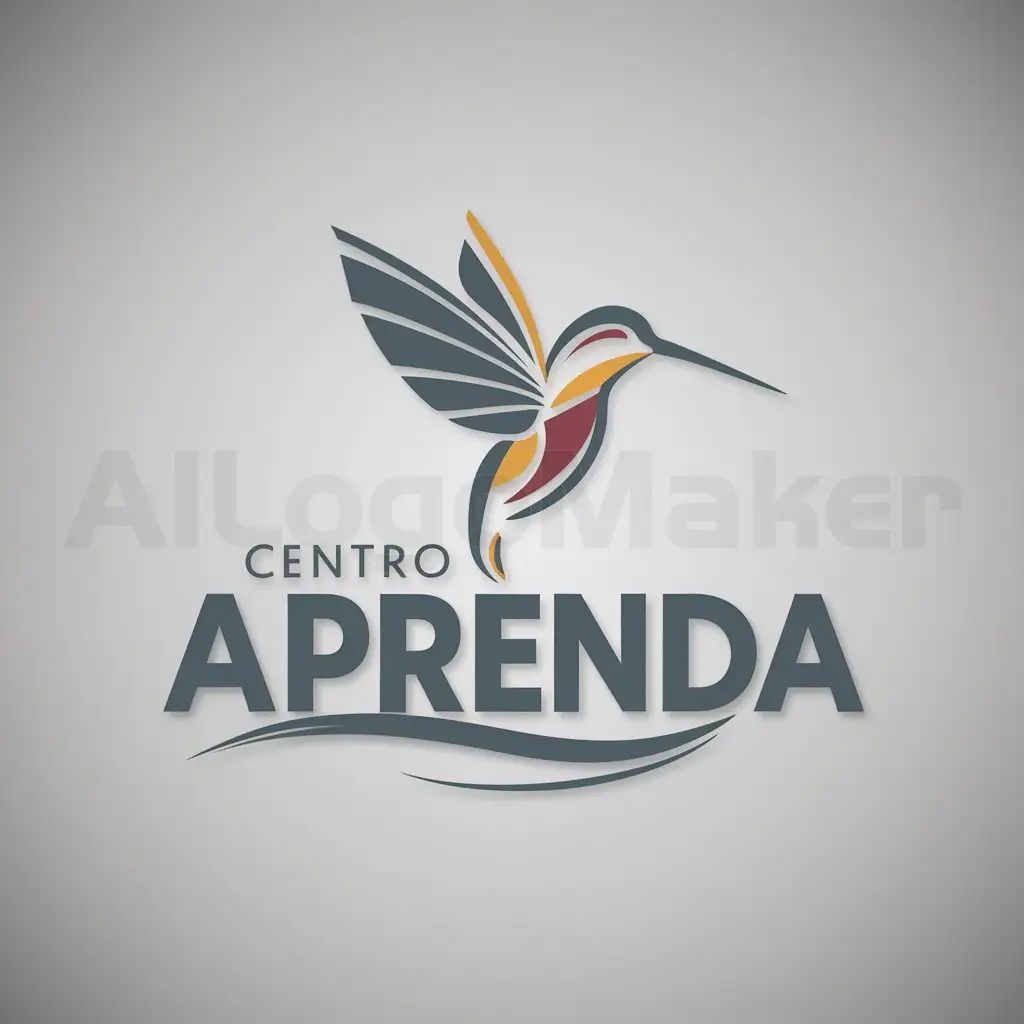 a logo design,with the text 'Centro Aprenda', main symbol:Colibri,complex,clear background;blue,yellow,red,violet