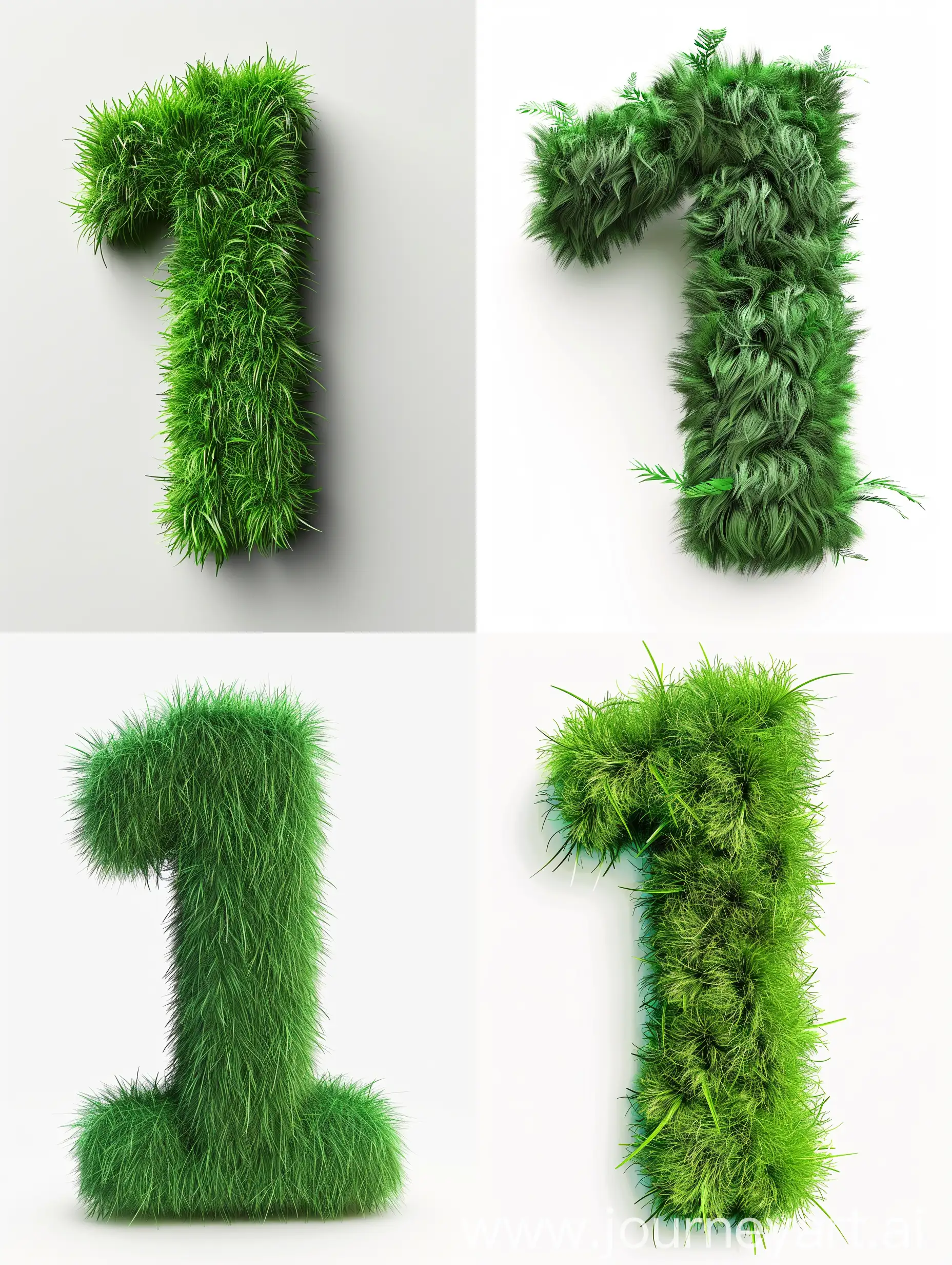 Создай пушистую зелёную цифру 1 на белом фоне