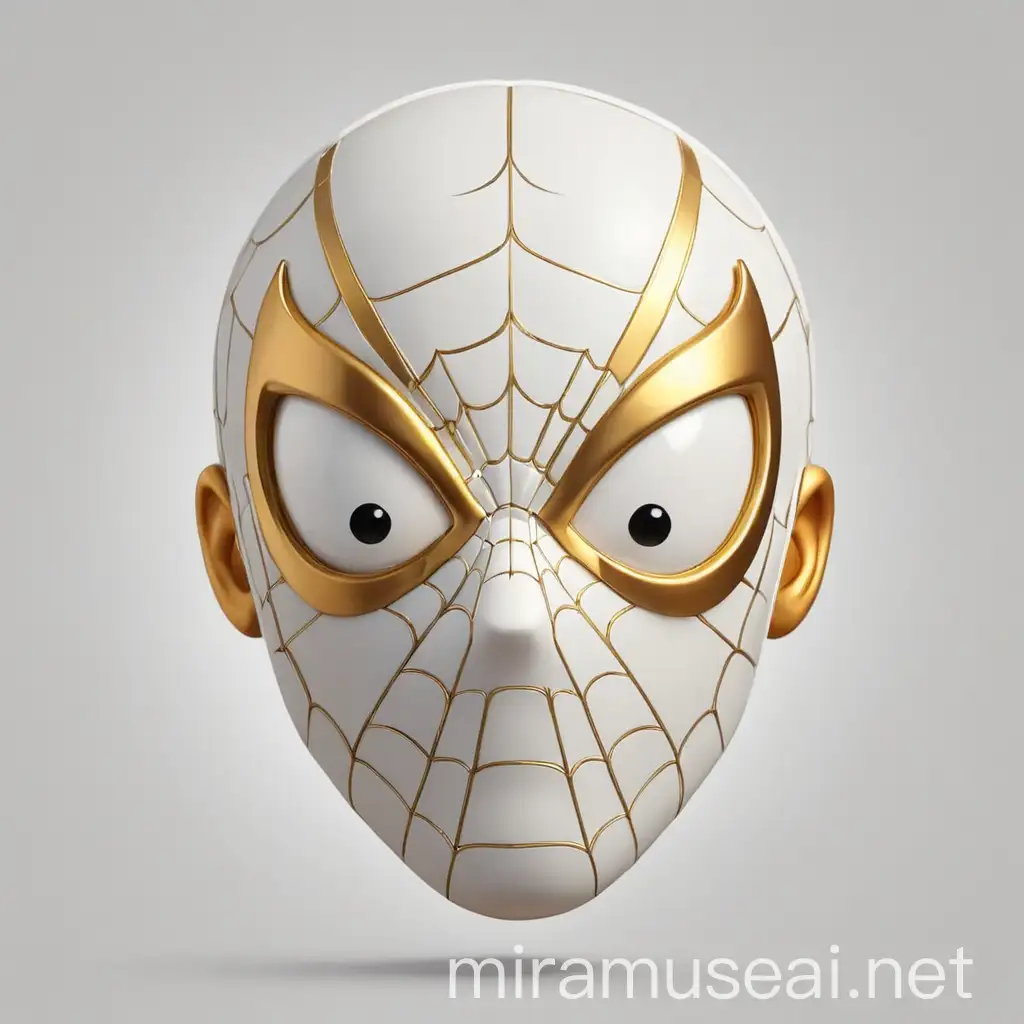 SpiderMan Inspired White and Golden Head Emoji Illustration