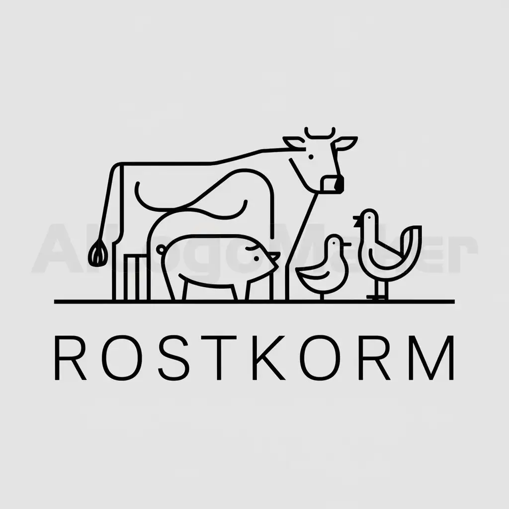 a logo design,with the text "ROSTKORM", main symbol:curopa cow swine duck turkey,Minimalistic,be used in Retail industry,clear background