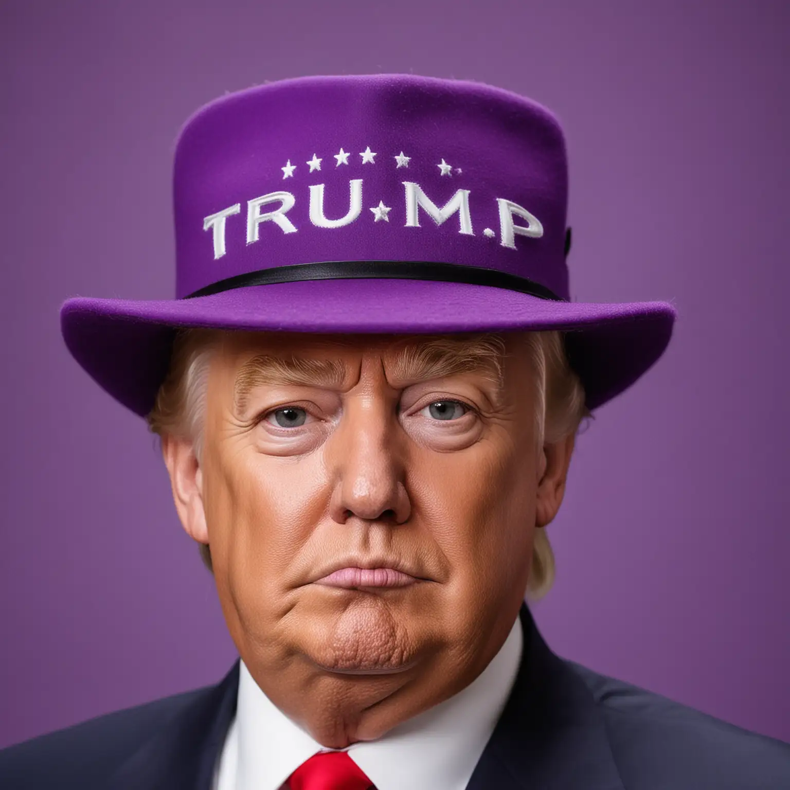 Trump with hat purple

