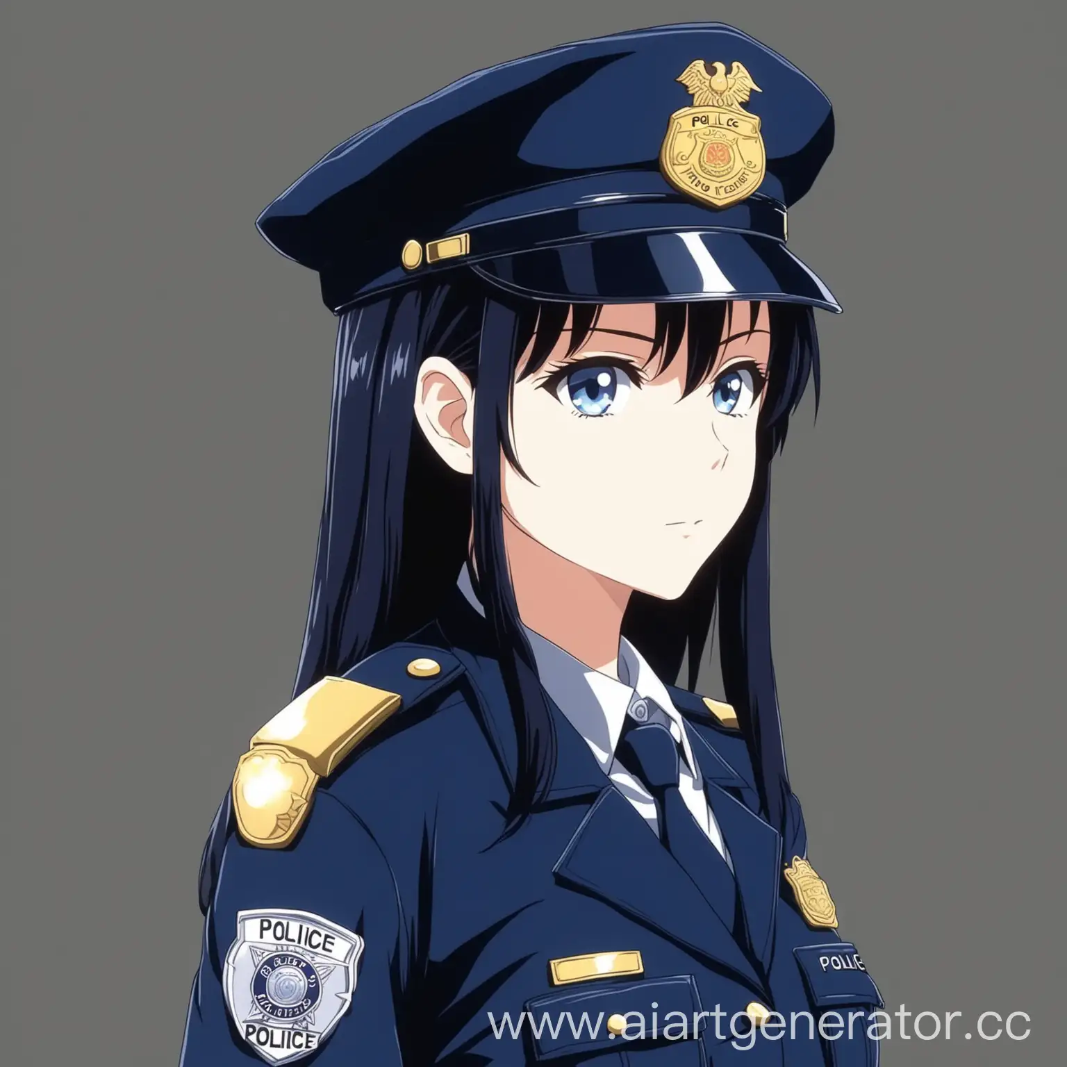 Девушка, 25 лет, светлый цвет кожи, в полицейской форме в стиле аниме